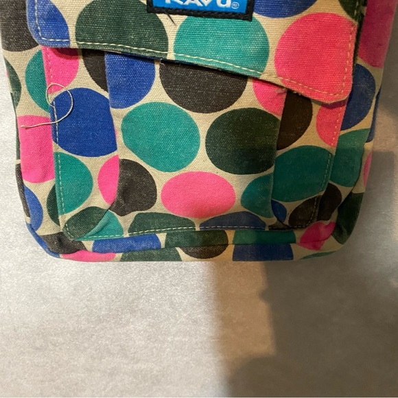 Kavu Canvas Colorful Circle Polka Dot Crossbody Bag Pink Blue Green Purse - Picture 2 of 12